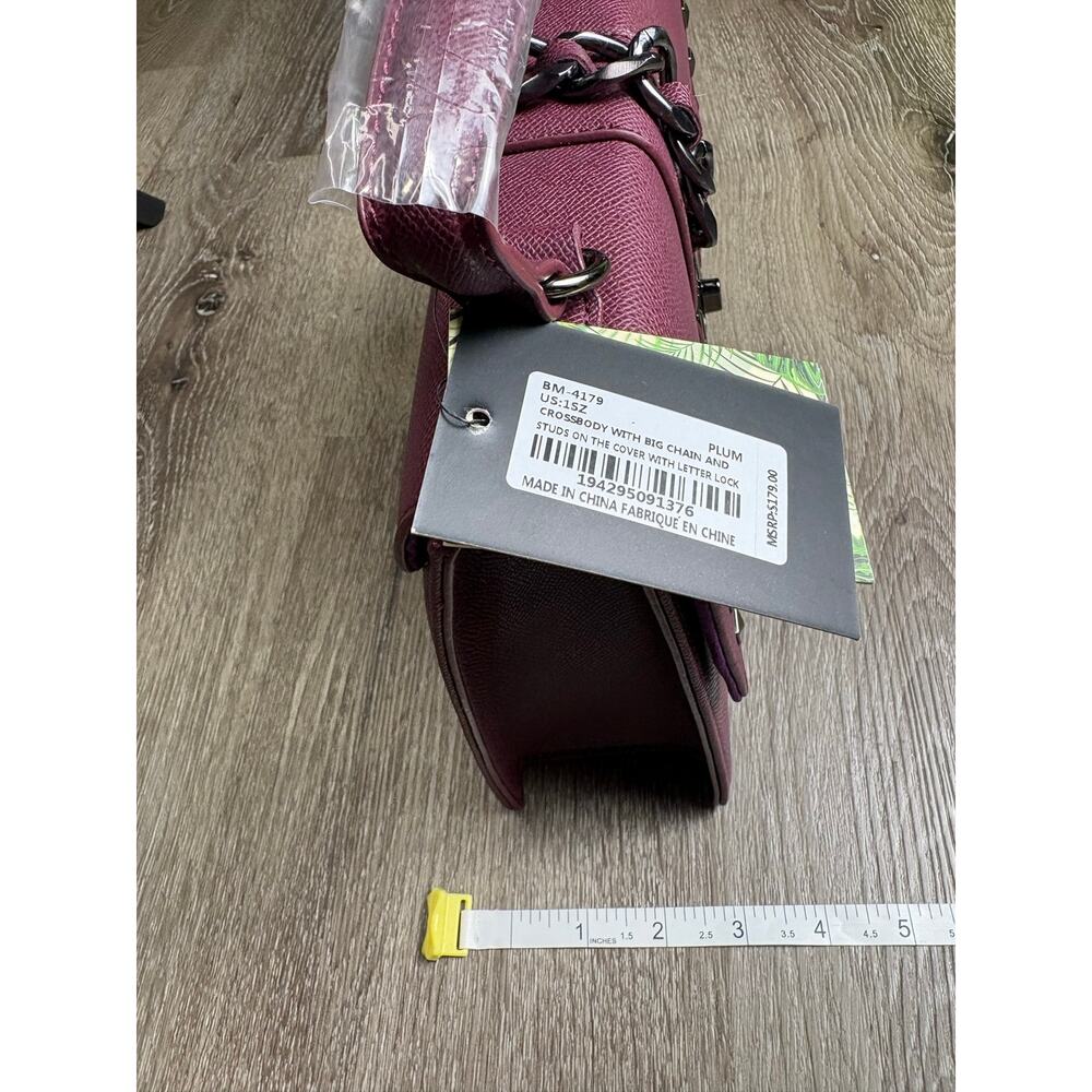 NWT Stunning Badgley Mischka Plum Vegan Leather Handbag - Picture 7 of 8
